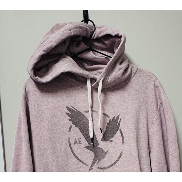 American Eagle Men’s Hoodie Super Soft Size M Pastel Pink Sweatshirt Pullover - Picture 3 of 8